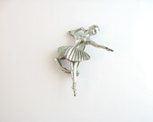 Sterling Silver Ballerina Pin Vintage Ballet Dancer Graceful Repoussé 1960s