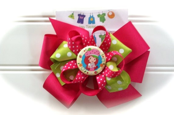 Girls Custom Hair Bow Strawberry Hair Bow By BabyThreadsByLiz