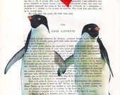 Giclee Prints posters Acrylic paintings Illustration Original Drawing Mixed Media Art digital typography Valentine's Day: Pinguins in Love