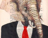 Mister Elephant - Mixed Media-Digital Illustration Print-Art Poster-Acrylic Painting-Holiday Decor-Drawing Illustration-Gift For Her
