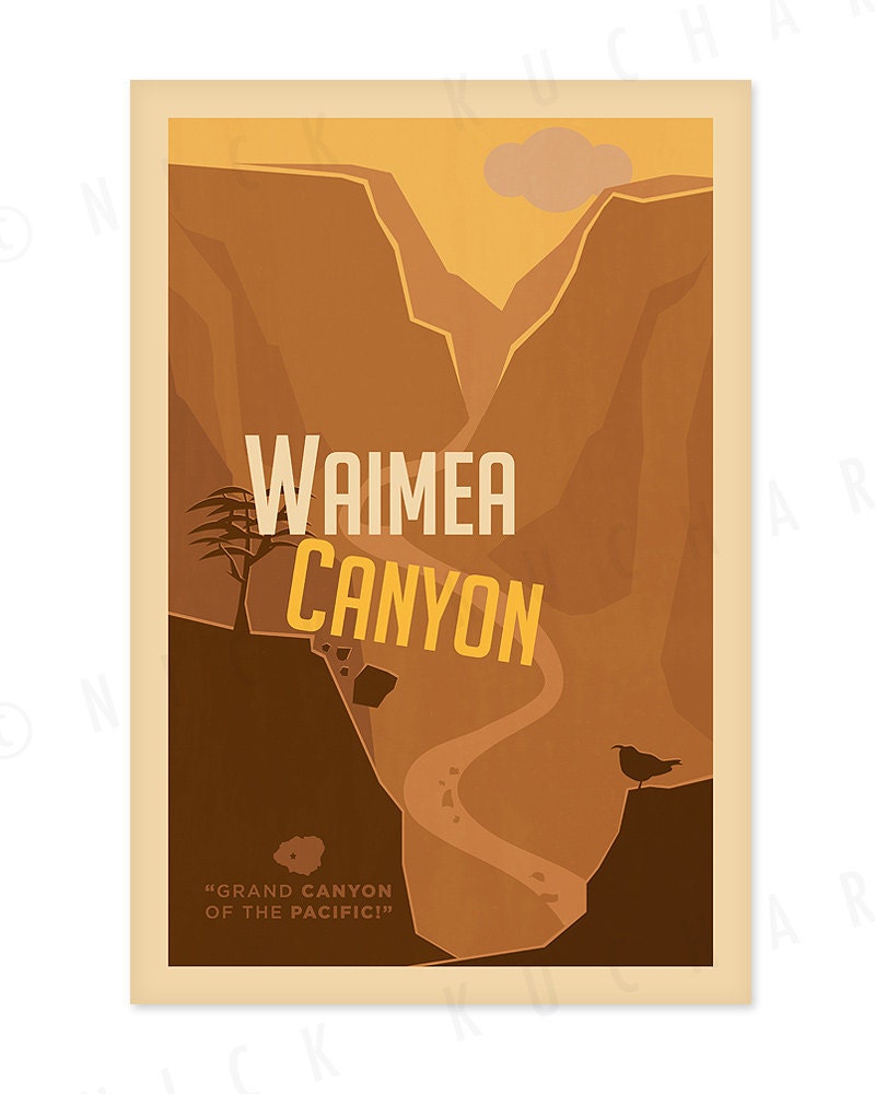 Waimea Canyon - 12x18 Retro Hawaii Print