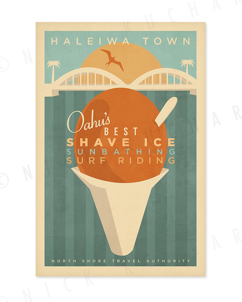 Haleiwa Town - 12x18 Retro Hawaii Print