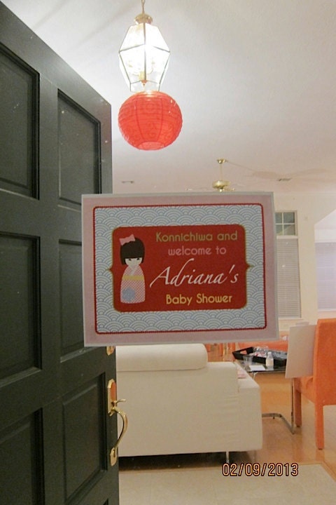 Kokeshi party- welcome sign- print your own Il_570xn