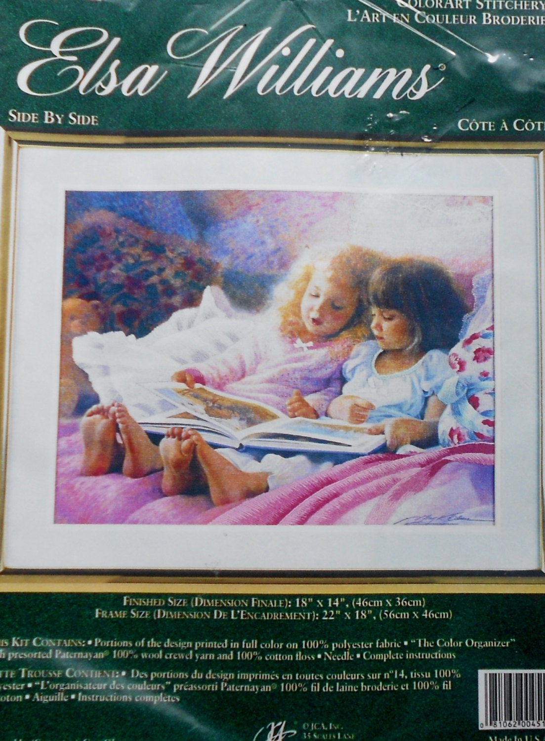 Elsa Williams SIDE BY SIDE Girls Reading By Greg Olsen - ColorArt Stitchery Embroidery Needlework Kit