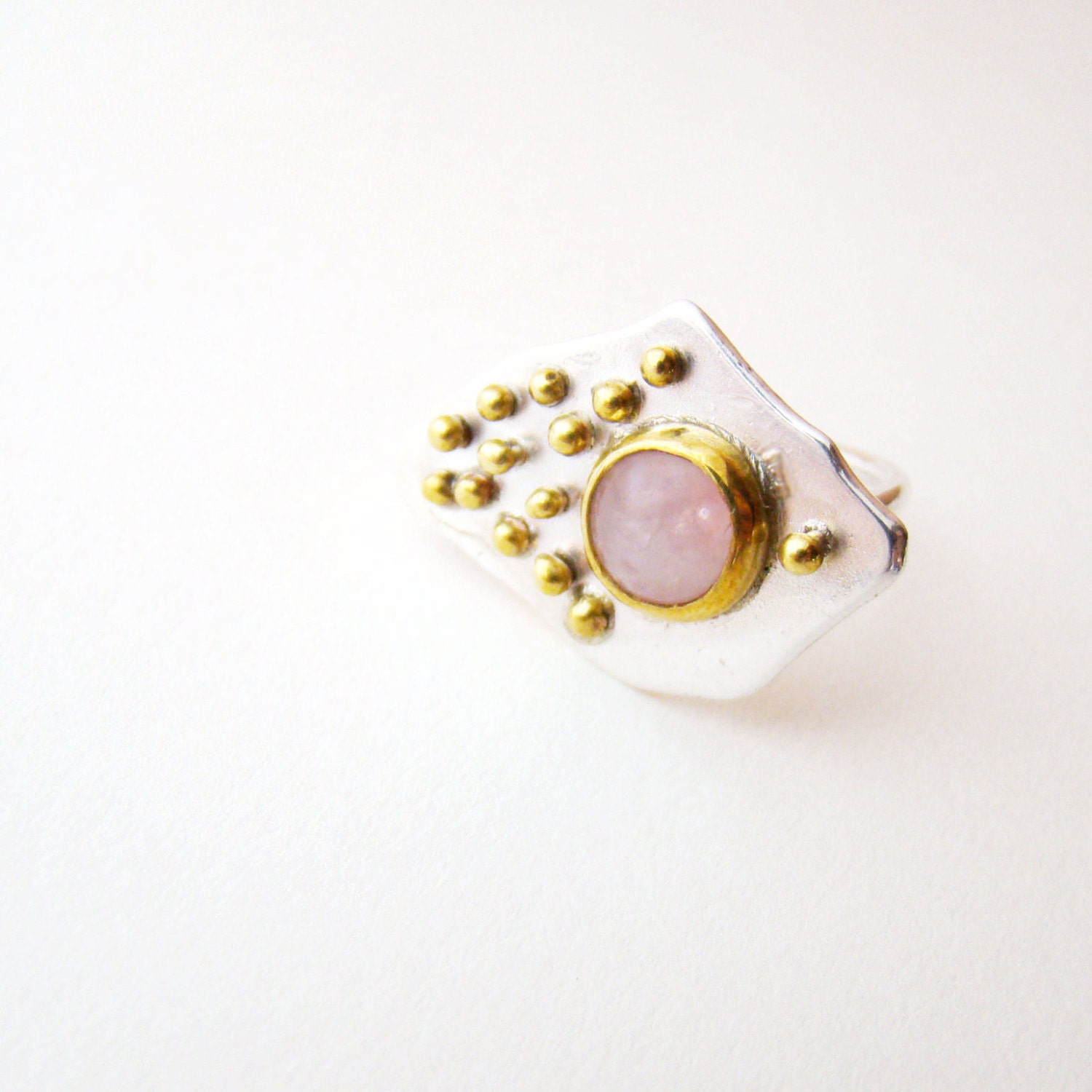 SAMPLE SALE Rose quartz and dots ring