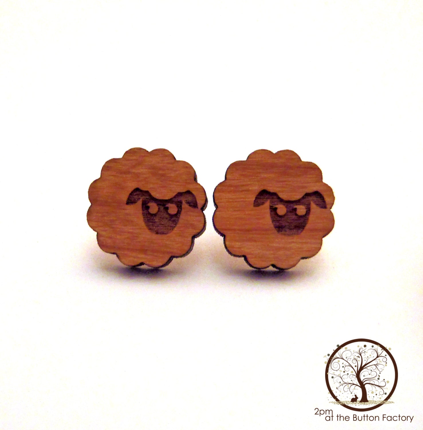Wooden Sheep Earrings