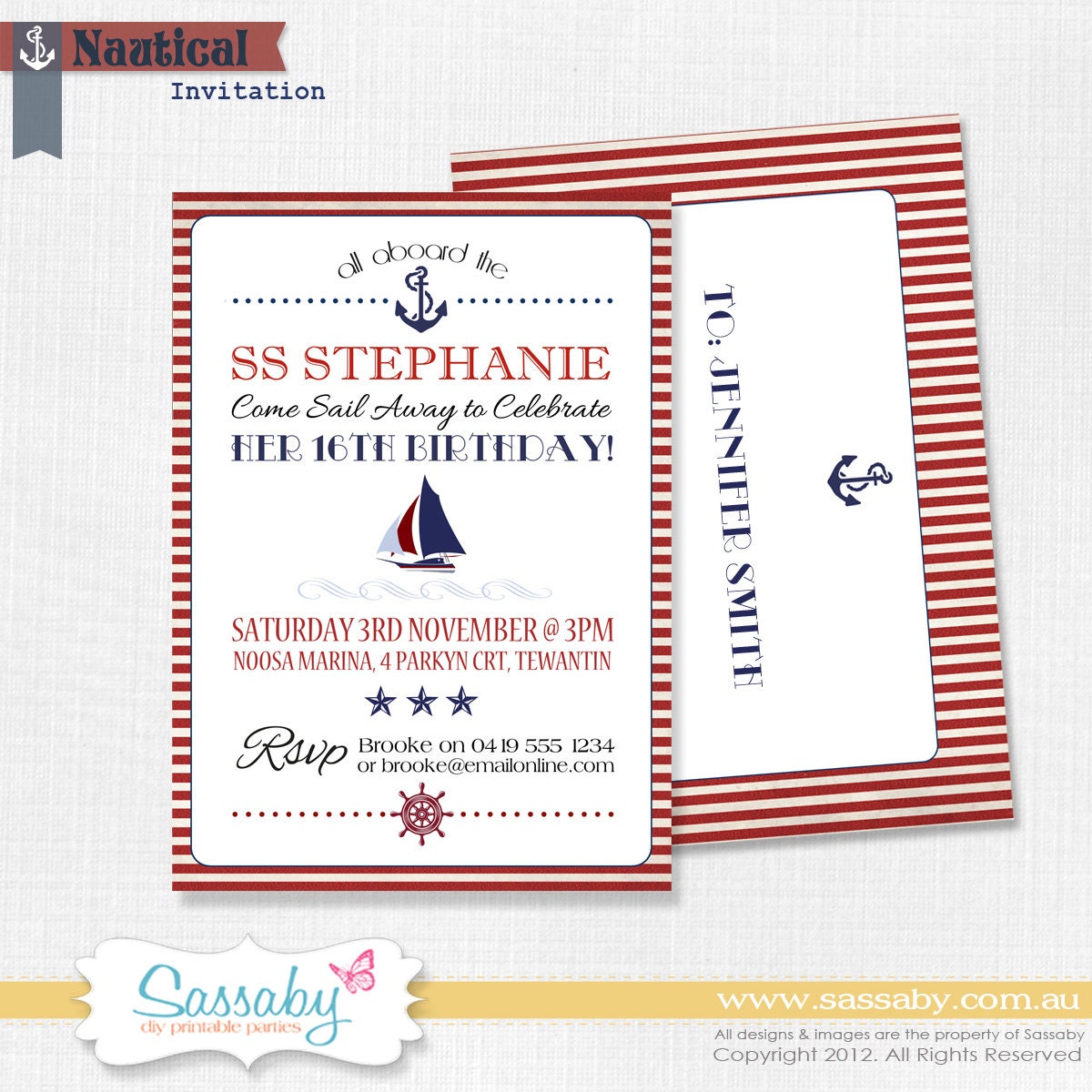 Nautical Invitation - DIY PRINTABLE FILE - Kids or Adults Birthday Party Il_170x135