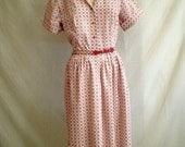 1950s Vintage Summer Shirtwaist Print Dress 42 bust