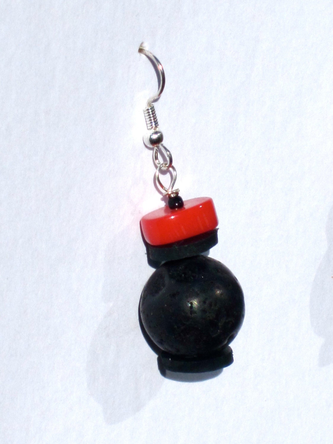 Upcycled Recycled / Inner Tube / Black / Red / Coral /  Silver / Rubber / Earrings