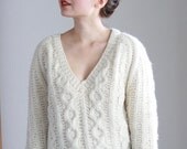 NEW Grandpa Gray Sweater. Slouchy Boyfriend Cardigan. Oversized Soft Knit Sweater. Wool Knit Sweater. Cable Knit Sweater. Off The Shoulder