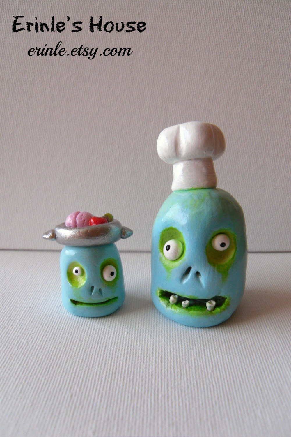 Zombie Sculpture - Polymer Clay Sculpture - The Zombie Cook - Halloween Decor - OOAK