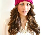 HOT PINK Chunky Knitted Headband Ear Warmer Beaded Flower Embellishment Selma's Headband on The Bachelor Head Wrap Turban