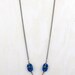 Vintage Gunmetal Silver Victorian Blue Stone Gothic Draped Necklace