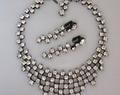 Rhinestone Statement Necklace Set, Bib Necklace, Dangle Earrings, Bridal Jewelry, Collar Necklace, Vintage Jewelry - JryenDesigns