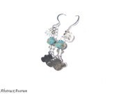 Cloud Earrings - Blue Czech Glass Beads, Chain Dangle Earrings