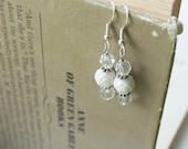 White Rose Earrings: Rose Earrings, Crystal Earrings, Silver Rose Earring, Rose Dangle Earrings, Crystal Earrings, Vintage Style