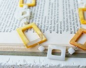 Mother of Pearl Necklace: Yellow, Yellow Necklace, Geometric Necklace, Chunky Yellow Necklace, Long Yellow Necklace, Long Geometric Necklace