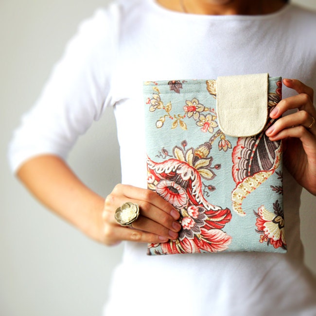 Spring flowers - iPad case - iPad sleeve - iPad 1 2 3 4 new - Sky blue - Romantic - Special fabric