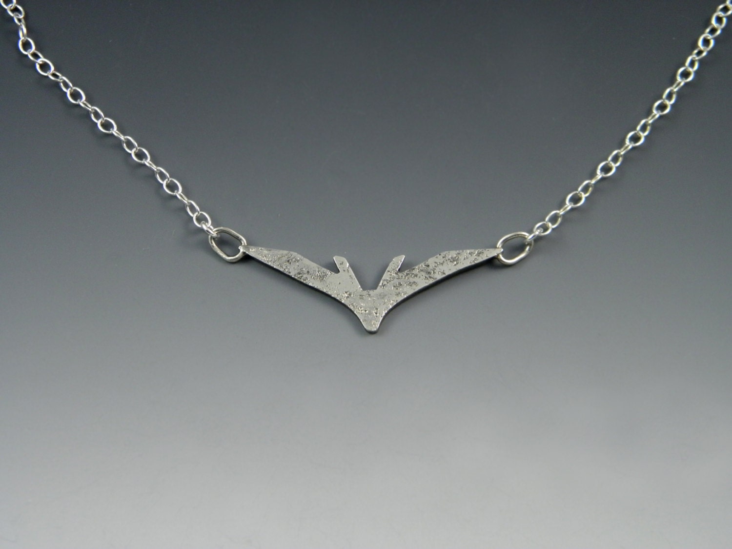 Sterling Silver TDKR 'Chalk Bat' Necklace