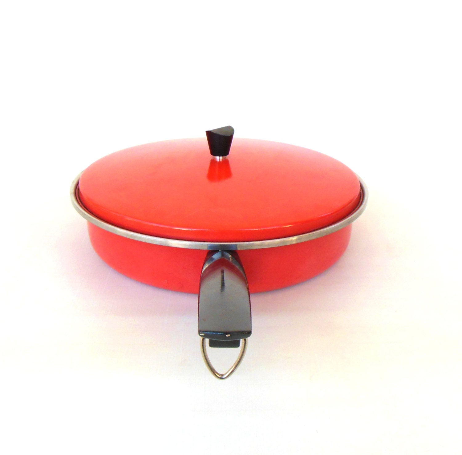 Sears Heat Core Stainless Steel Cookware Skillet Poppy Orange 1970s Kitchen