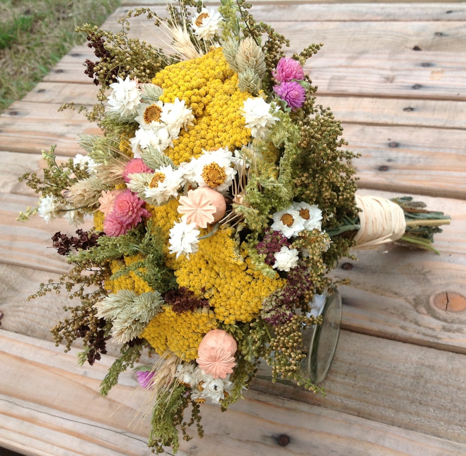 Vintage Wildflower Collection - Bridesmaid Bouquet - Toss - Dried Flower Wedding Bouquets