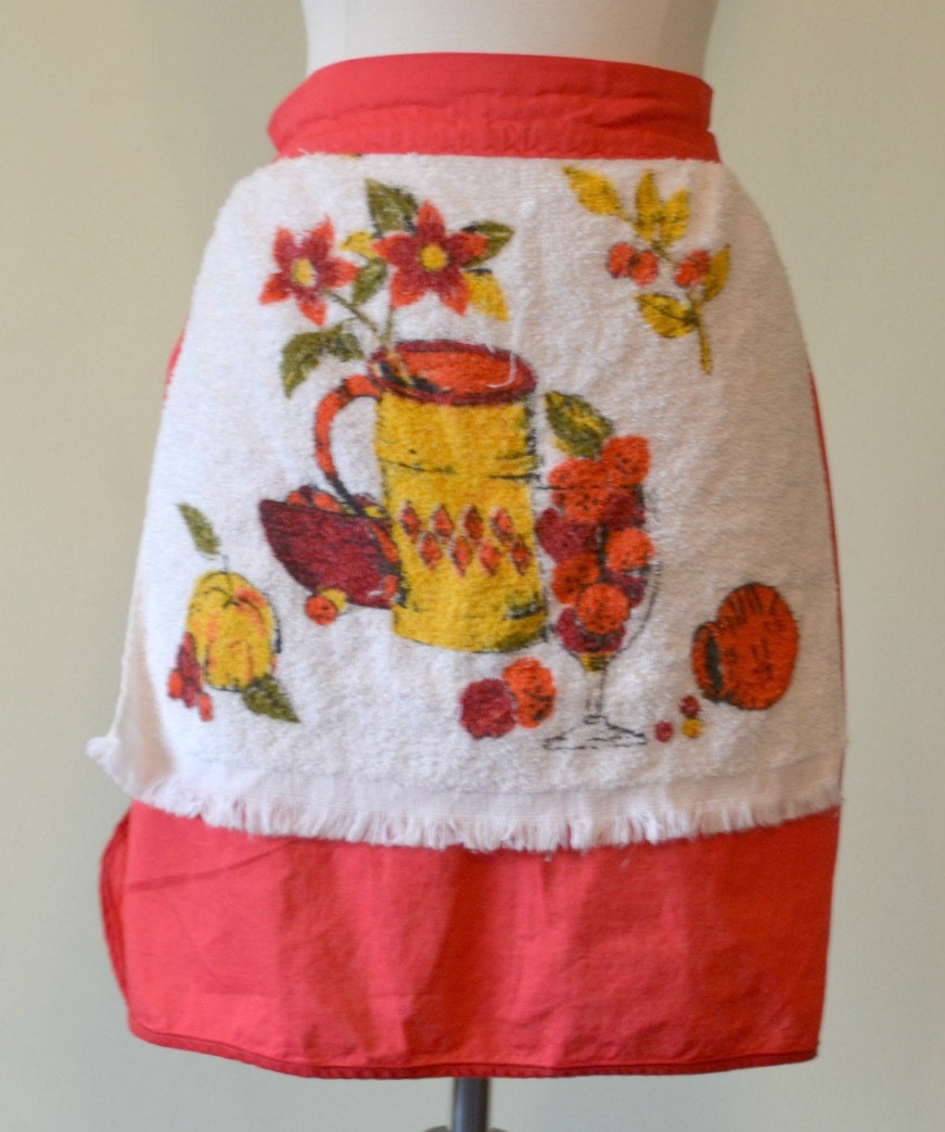 Vintage Handmade Red Cotton Half-Apron