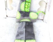 SALE  Plush Giraffe Sensory Toy Rattle Crinkle Gray Green