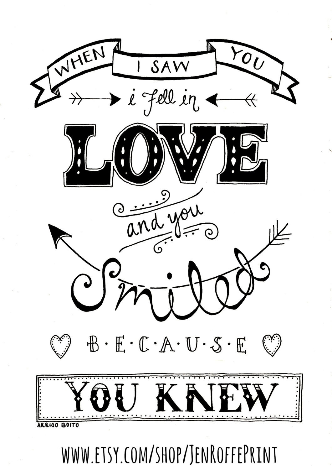 Love. Inspirational Typography Print Black and White