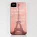 iPhone 4/4S Hard Case, Travel Quote, Eiffel Tower in Paris, France Photography on a Custom Apple iPhone Case