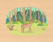 Woodland Deer - 8x10 Art Print