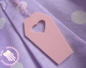 Pink coffin heart necklace