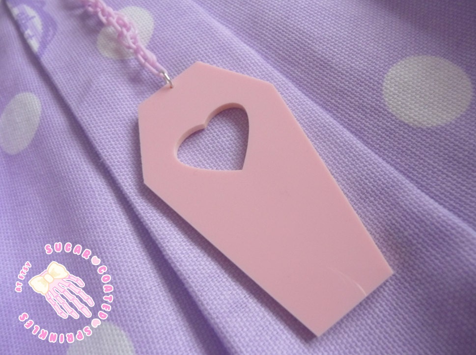 Pink coffin heart necklace