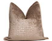 Luxe Silver Velvet Alligator Textured Pillow