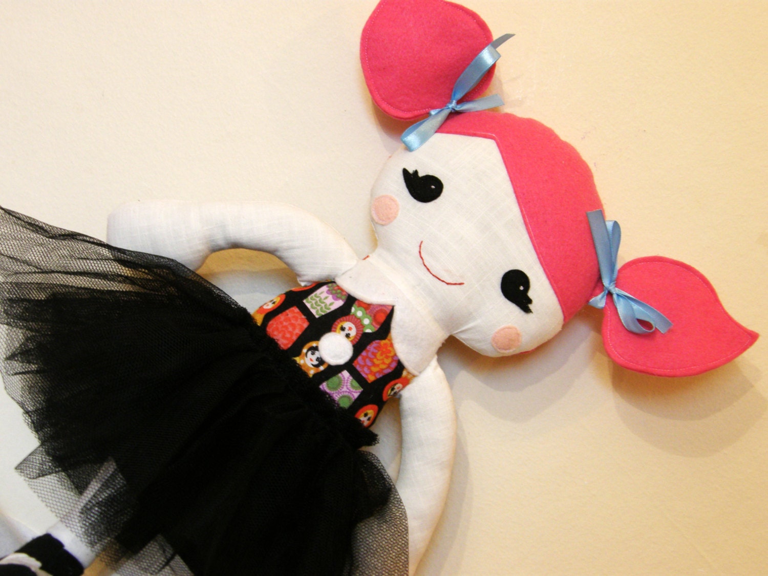 Pink hair Doll - Rag Doll -  cutie pie - Cloth Doll - child friendly -Girl Toy- Art doll - Plush toy - Soft toy