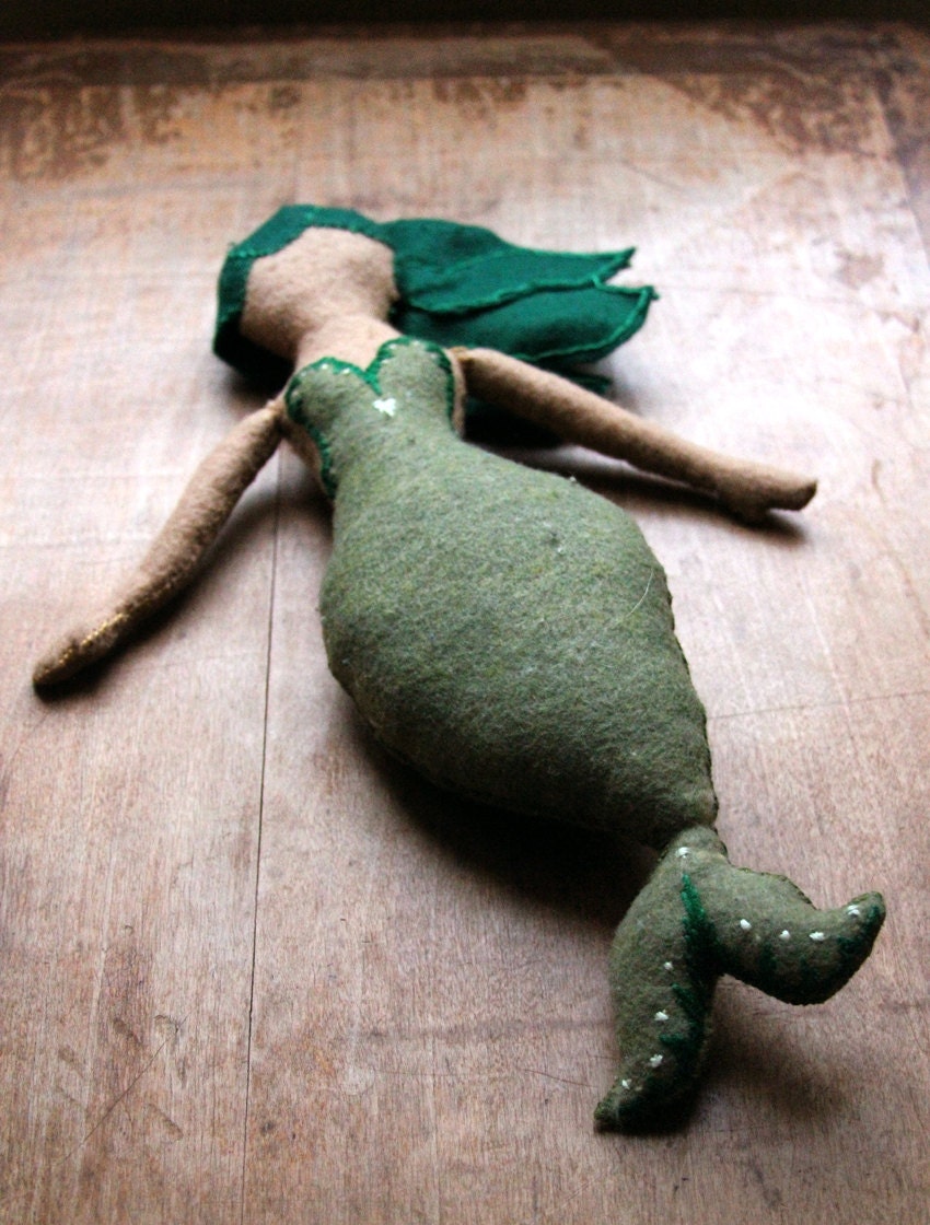 14" Handmade Felt Mermaid Doll for Children or Adults