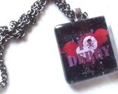 I Love Derby Glass Tile Necklace ( Roller Derby Pride)