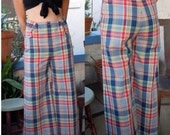 1960s Bobbie Brooks Pants - Highwaisted Plaid Retro Sleek Pants