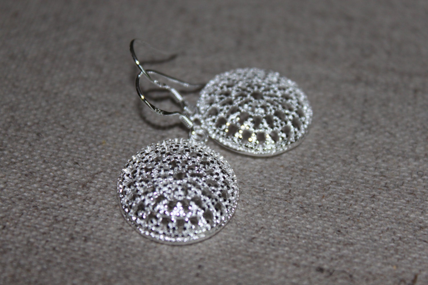 All sterling silver Filigree round Dangle Earrings
