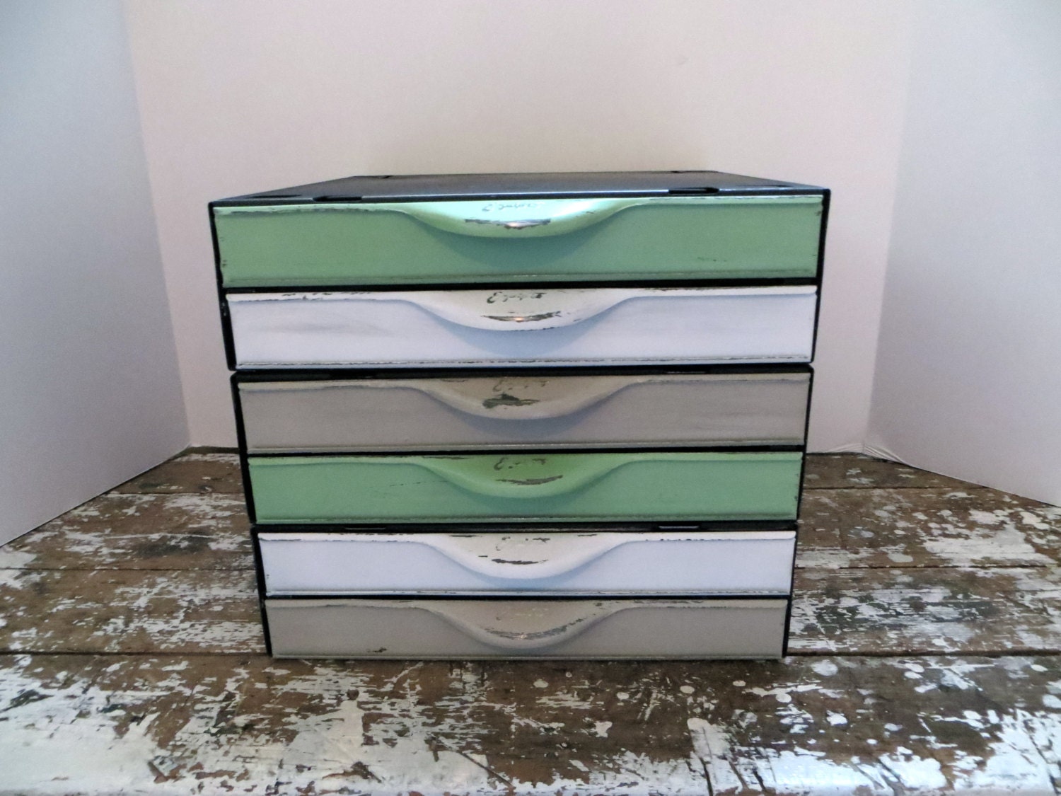 Equipto Metal Storage Chest Jewelry Box Bead Storage Industrial Decor Chippy Storage