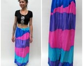 1970s Psychedelic Waves Alice Label MAXI Skirt
