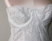 Vintage Bustier Glydons Longline Strapless Bra White  Wedding Corset