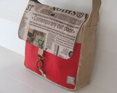 messenger bag,  medium  vegan bag, outside pocket bag, cross body bag, brown red messenger bag , over the shoulder bag,