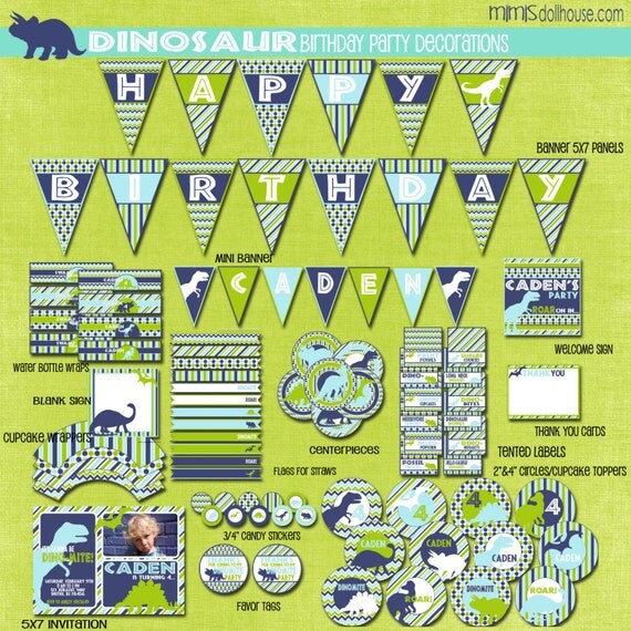 Dinosaur Party Decorations- Printable Dinosaur Birthday Party Decorations- Dinosaur Birthday Party PDF/JPEG Il_570xn