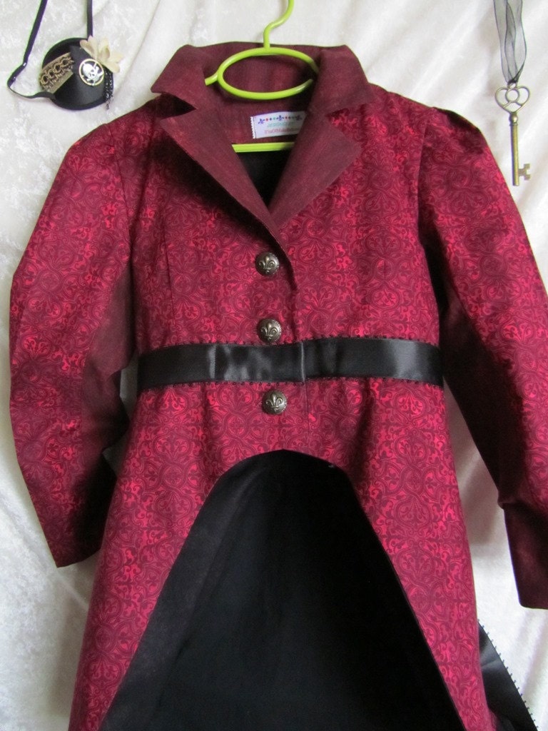 Girl's Steampunk, Victorian, Or Circus Ringmaster Waistcoat, Fully Lined, Size 7 to 9 years old, Ready To Ship