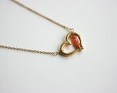 Sweetheart Necklace with Coral Beads