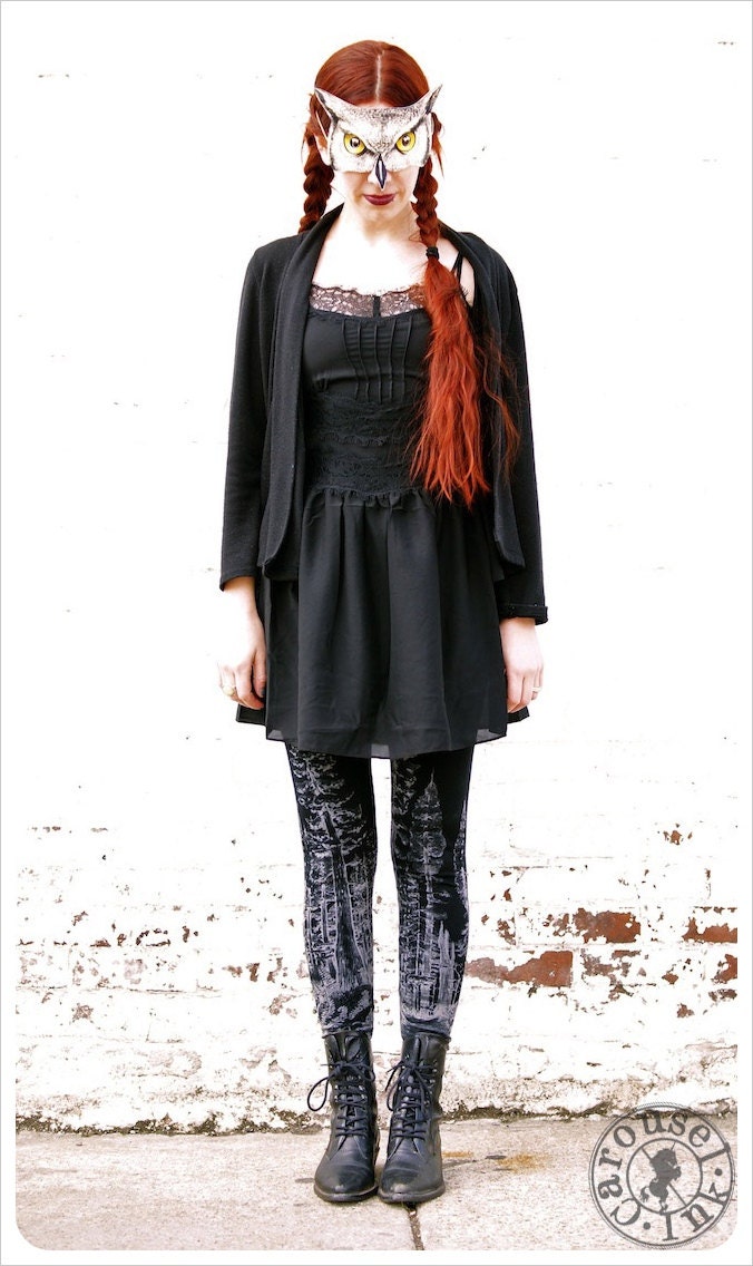 Redwood Forest Leggings - Womens Legging - BLACK - Tights - tree tights -  Xlarge