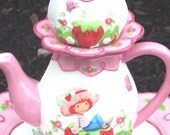 Strawberry Shortcake Teapot Garden Decor - Pink Party Centerpiece
