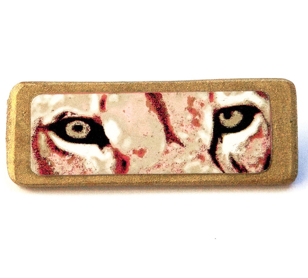 Lion Eyes Brooch. Original Cat Art