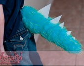 Luxury Faux Fur Clip-on Monster Tail - TEAL/LIME SPIKE color (single item listing)