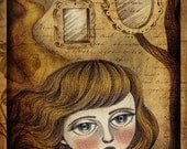 Print of Original Illustration, Whimsical Surreal Girl Illustration - Obsession by Amalia K